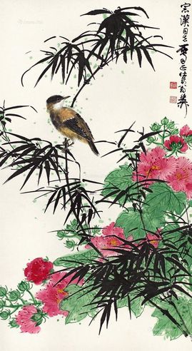 谢稚柳 芙蓉小鸟