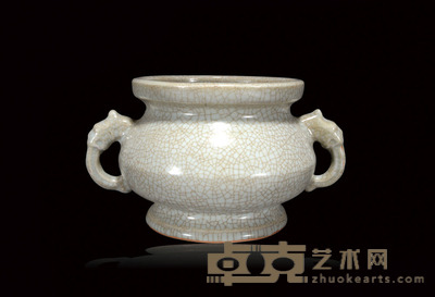 哥窑双耳香炉 22×13