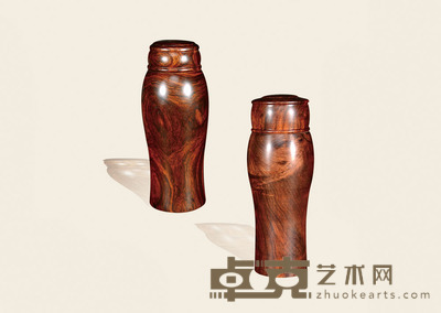海南黄花梨油梨茶叶罐一对 16×7×2