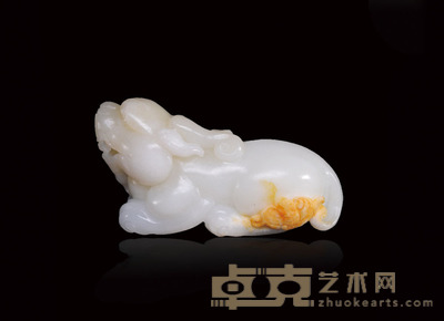 和田白玉金皮籽料福寿大把件 10×3.8