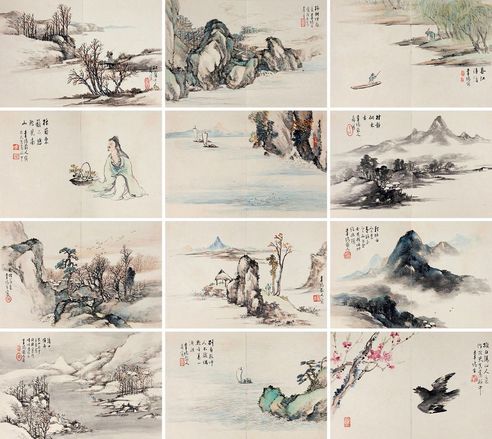 蓝荫鼎 山水花鸟册