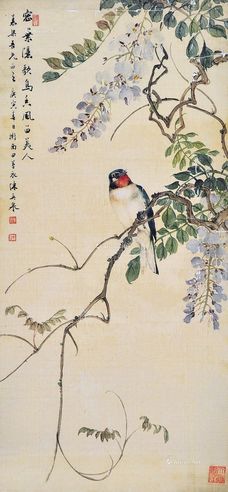 陈英泉 绢本花鸟