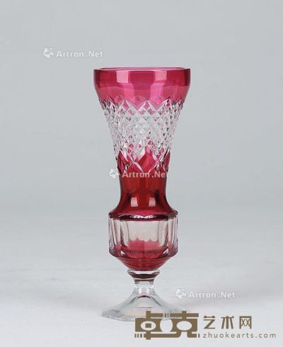 20世纪 彩色水晶花瓶 高22cm