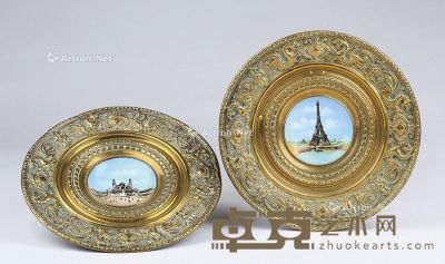 19世纪 文艺复兴铜盘 （一对） 直径30cm