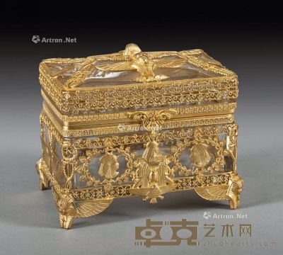 1880年 19世纪法国埃及风格珠宝盒 长15×宽13×高10cm