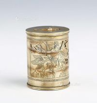 20世纪 白铜春宫茶叶罐