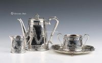 1892年 手工雕刻银制内鎏金咖啡具 （四件）