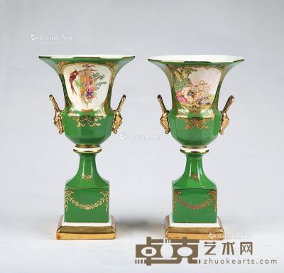 1970年代 装饰陶瓷花瓶 （一对） 高34.5cm