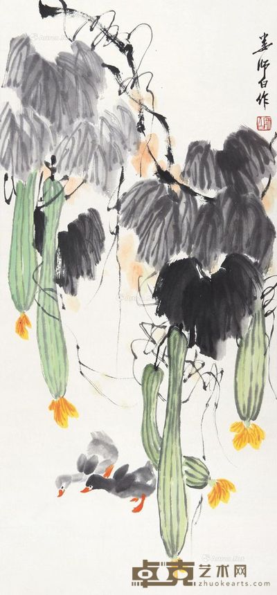 娄师白 花鸟 97×44cm