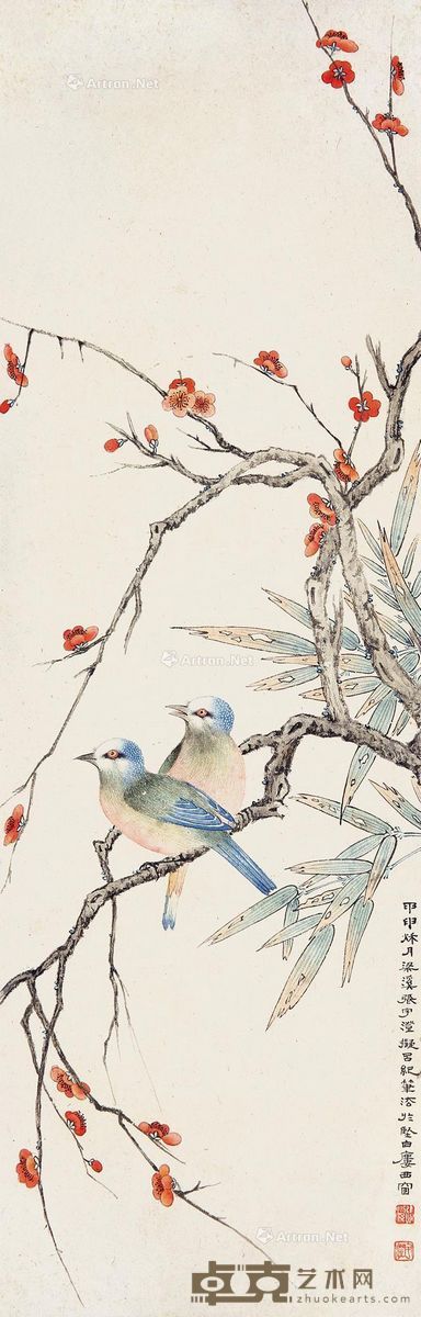 张宇澄 红梅小鸟 67×21cm