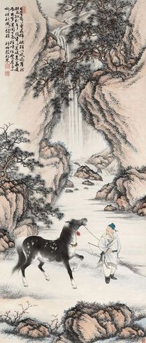 殷梓湘 松涧牧马图