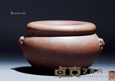 清代 紫砂兽耳贡局茶罐 直径11cm