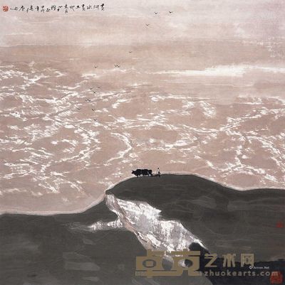 白庚延 黄河水黄土地 68.5×68cm