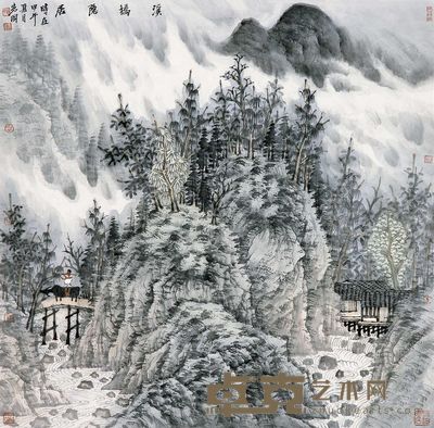 曾先国 溪桥隐居 68×68cm