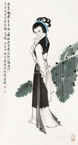 李星武 蕉荫仕女