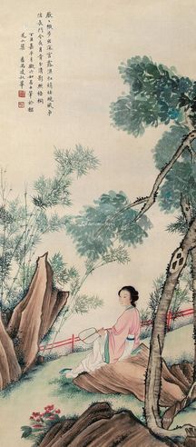 凌叔华 梧桐仕女