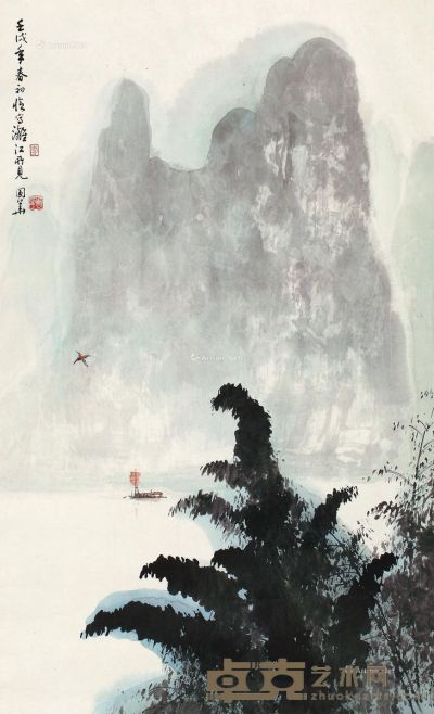 李国华 漓江帆影 81×49cm