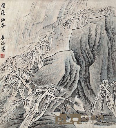 冯长江 雁荡幽谷 82×75cm