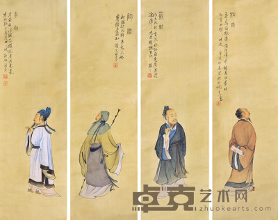 刘子铸  四大诗人 70×22cm×4 约5.54平尺