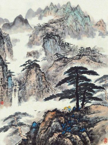 黄叶村 人行云雾间