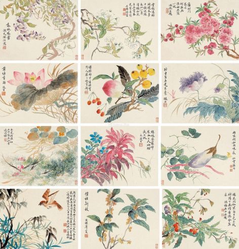 沈荣道光乙巳（1845年）作花卉册