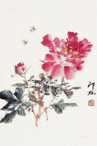 萧朗 花虫图