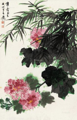 谢稚柳戊午（1978年）作芙蓉翠竹