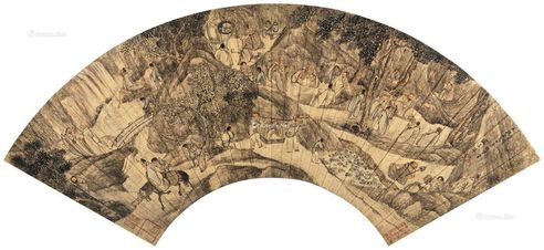 盛茂烨天启壬戌（1622年）作莲社图 扇面