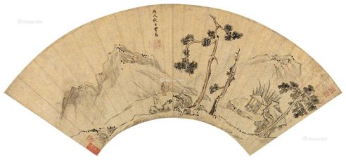 莫是龙丙戌（1586年）作秋山访友 扇面