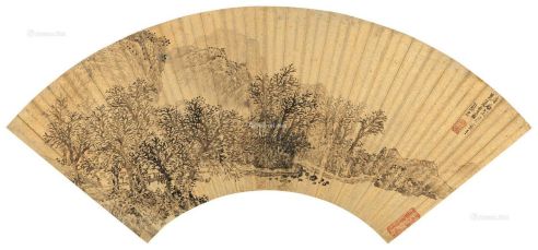 张宏庚辰（1640年）作秋暮寒林 扇面