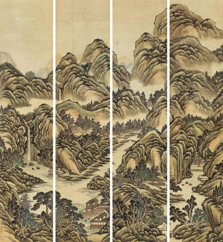 袁瑛山水通景四屏
