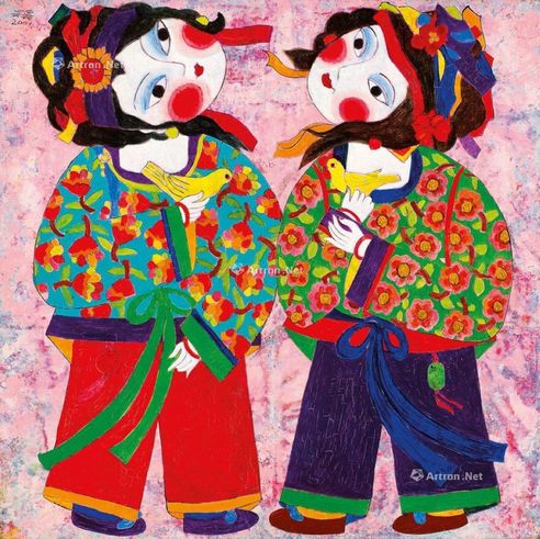 吴昊 2001年作 小女孩与鸟 油彩 画布