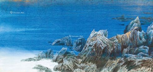 王信丰 1986年作 海景 彩墨 纸本 裱于木板