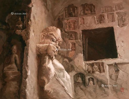 庞均 1988年作 石窟艺术 油彩 画布