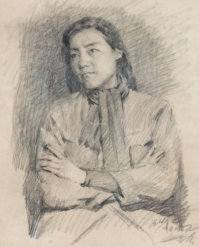 靳尚谊1954年作画家权正环像