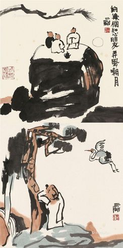 刘二刚 对饮三人 人物小品