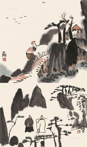 刘二刚 人物小品 论道图