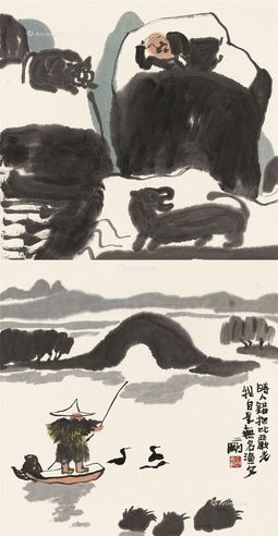 刘二刚 人物小品 渔父图