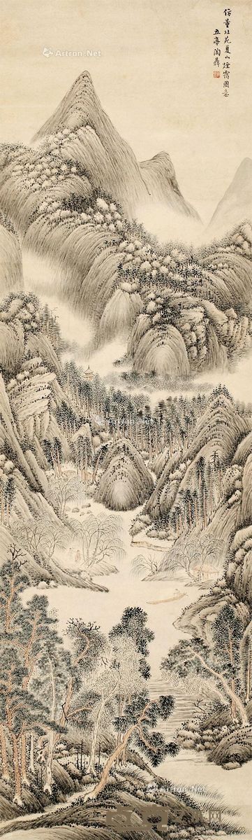 陶鼎 山水 167×50cm