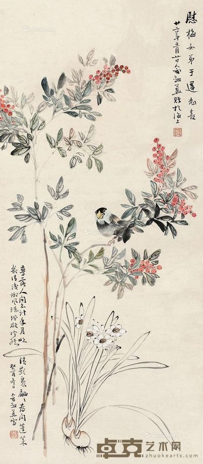 俞剑华 月明清影 90×39cm