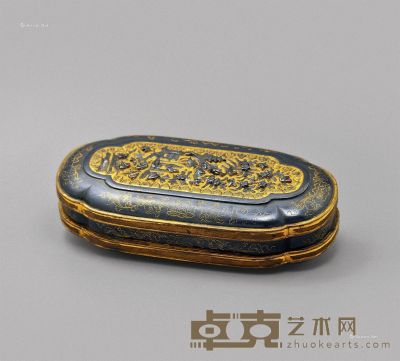 清乾隆 鎏金铜香盒 高3cm；长12cm