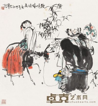 施大畏 钟馗嫁妹图 69×65cm