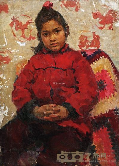 蔡亮 红衣少女 63×46cm