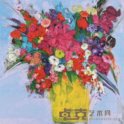 白丰中 月移花影惹琴韵 103×103cm