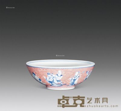 清道光 青花胭脂红八仙大碗 直径22.5cm