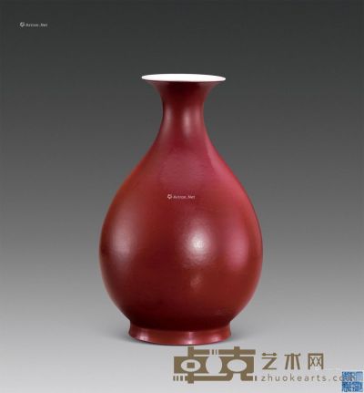 清乾隆 胭脂红玉壶春瓶 高29.5cm