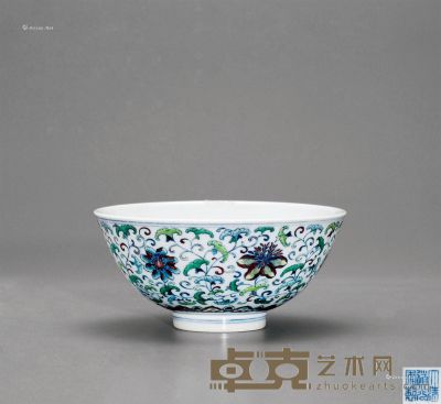 清道光 斗彩花卉碗 直径14.2cm