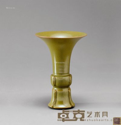 清乾隆 茶叶沫釉花觚 高20cm