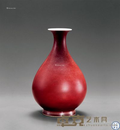 清雍正 霁红釉玉壶春瓶 高31.5cm