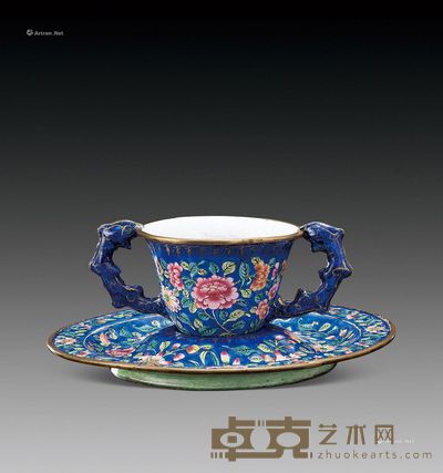 清 铜胎画珐琅茶托 （一套） 高5.5cm